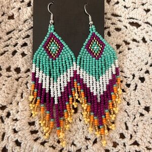 Bohemian Handmade Beaded Fringe Earrings